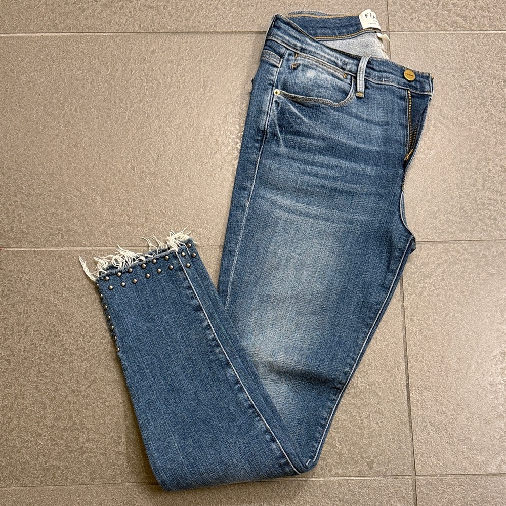 Frame Denim Ankle Jeans in Classic Blue